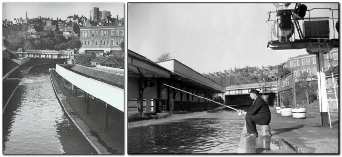 Lewes railway station flooded, 1960